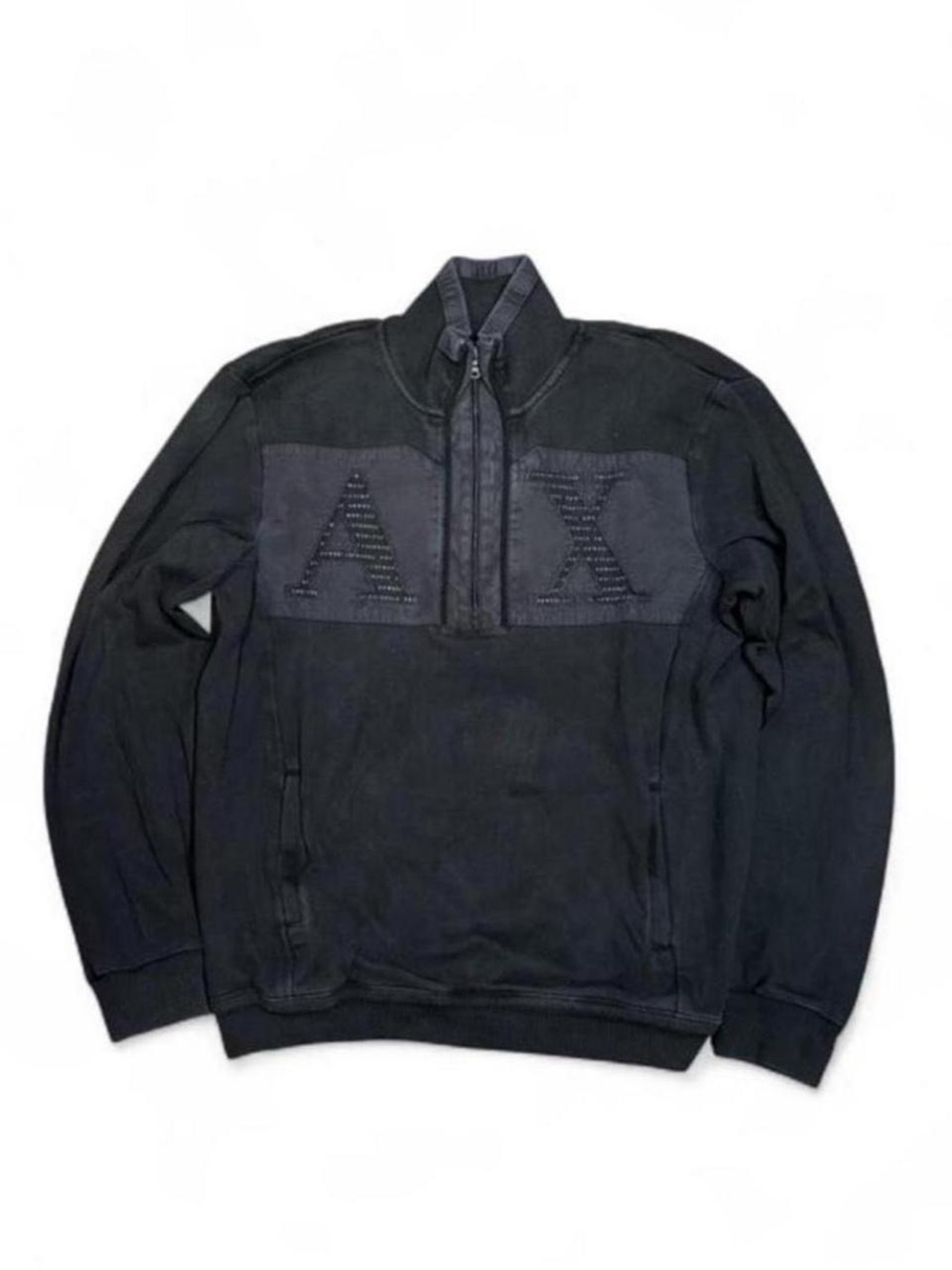 Armani Exchange Quarter Zip Black Crewneck